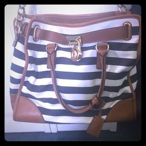 Michael Kors striped Hamilton tote